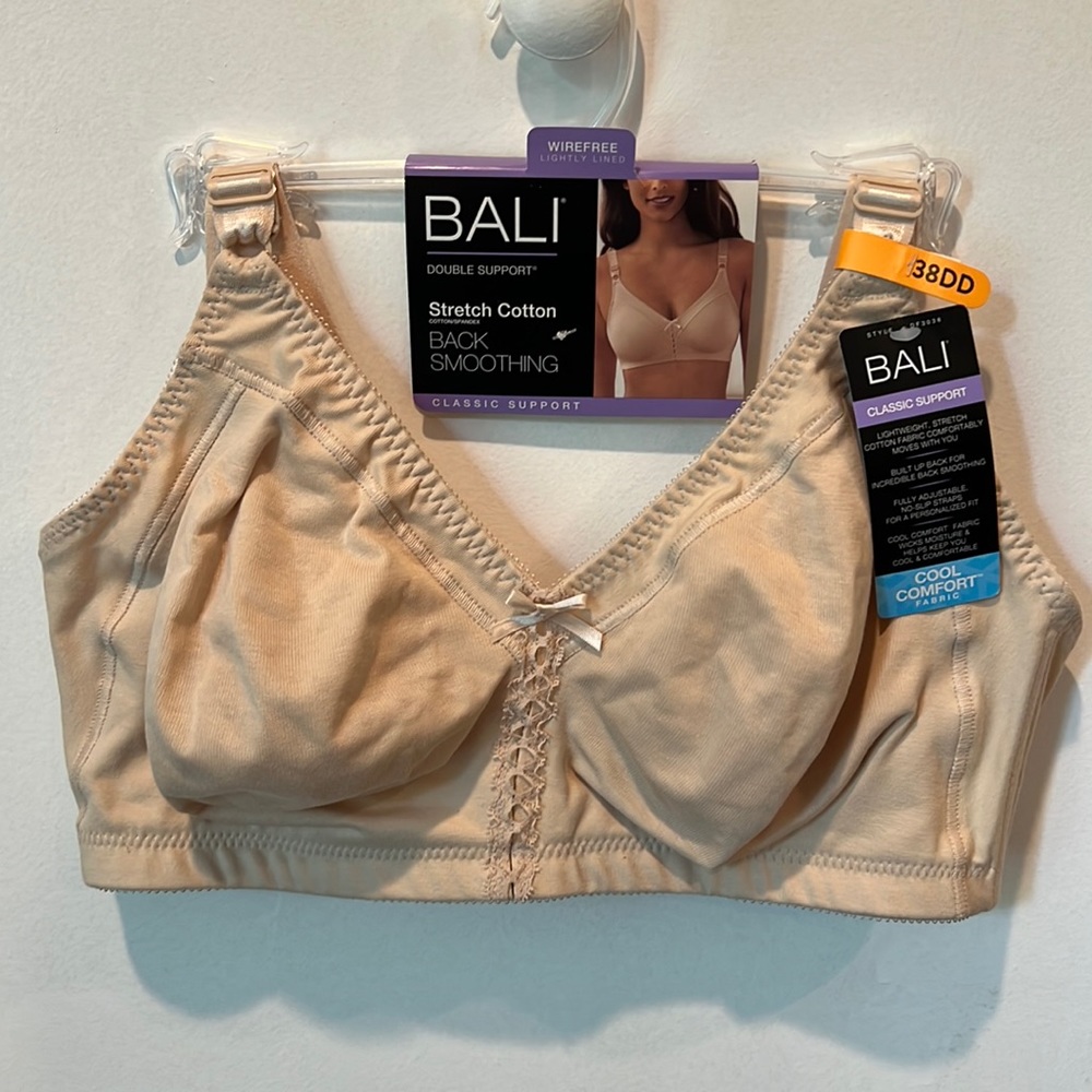 Bali Double Support Stretch Cotton Wirefree Bra 38DD